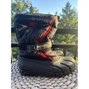 Sorel Womens Snow Boots Size 6 Red & Black With Insulated inserts, Slip On 01831